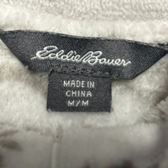 Eddie Bauer White/Gray Snowflake Fleece 1/4 Zip Pullover Women's Size M - Picture 9 of 10